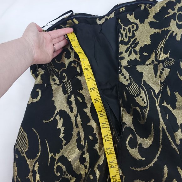 H&M Womens Gold Black Semi Sweetheart Neck Strapless Fully Lined Tube Dress Sz 8 - Picture 8 of 14